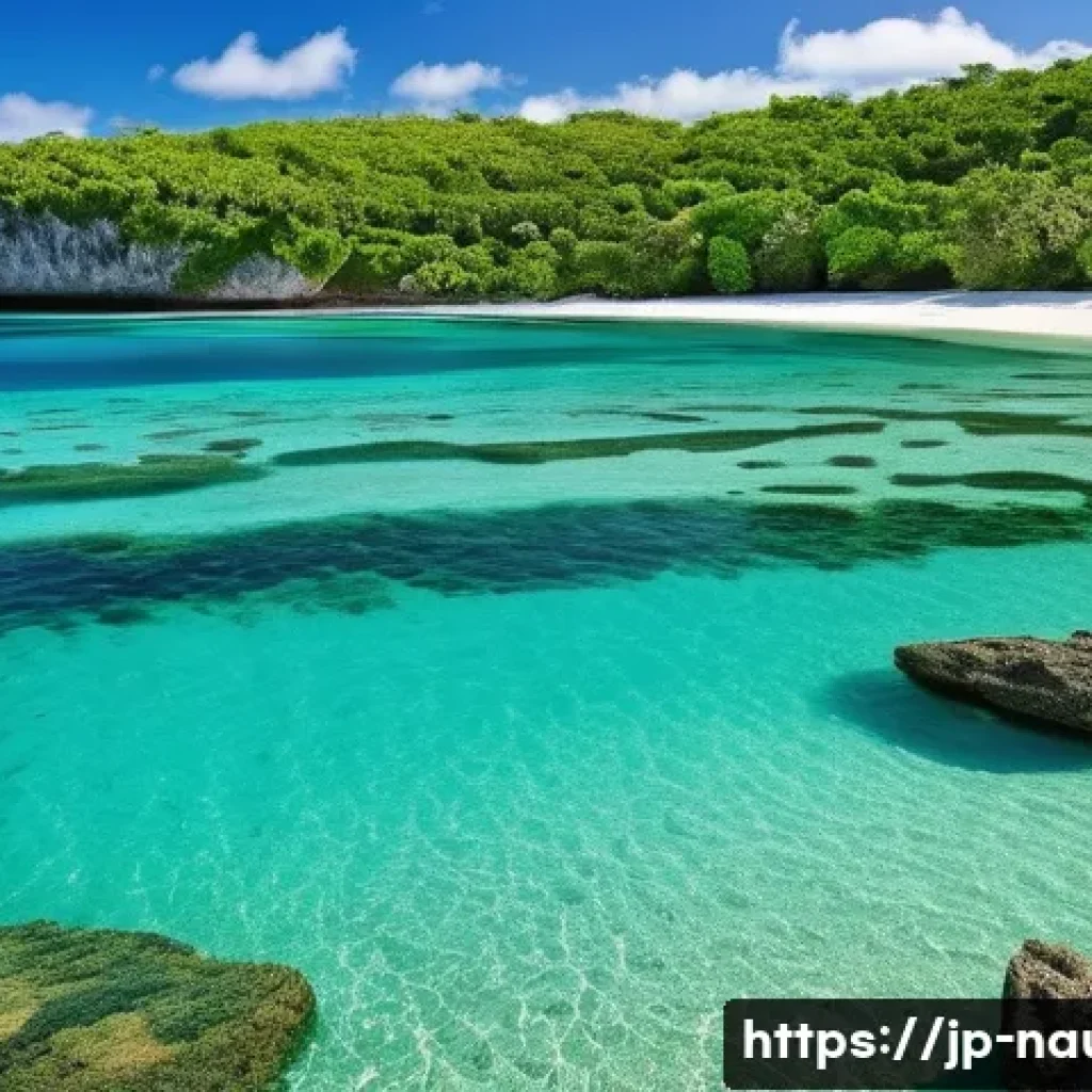 나우루 관광 명소 - **Prompt:** "A breathtaking panoramic view of Anibare Bay in Nauru. The emerald green ocean shimmers...